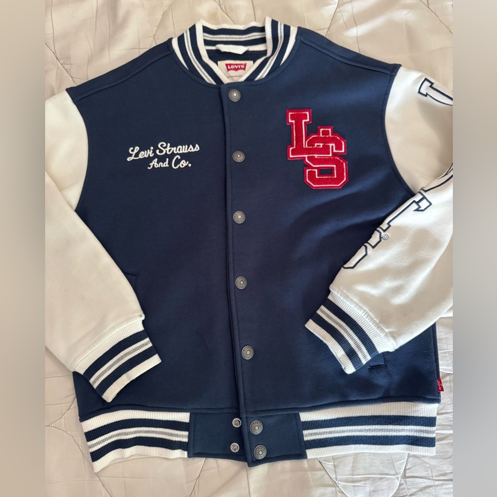 Levi's Blue and White Letterman Jacket
